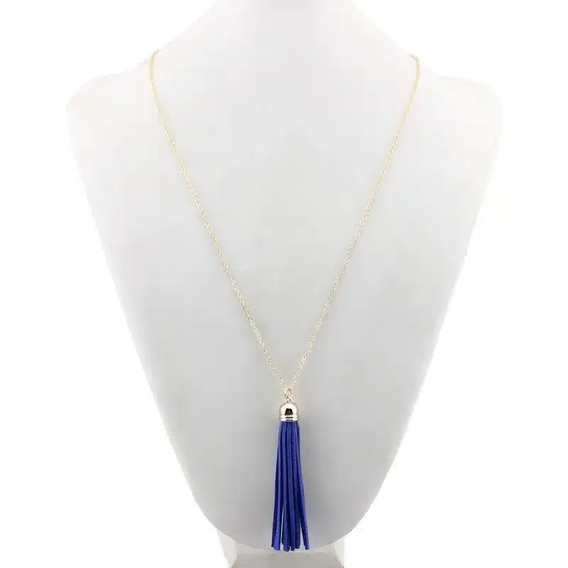 Boho Velvet Long Tassel Necklace 2016 Summer Style Leather Tassel Natural Stone Necklace for Women Sweater Chain Fashion Jewelry 47