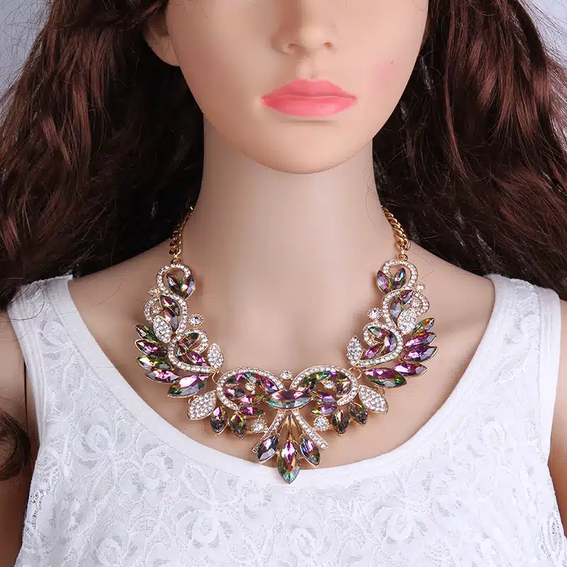 Best lady New Spring Colorful Crystal Women Brand Maxi Statement Necklaces & Pendants Vintage Turkish Jewelry Necklace 2605 10