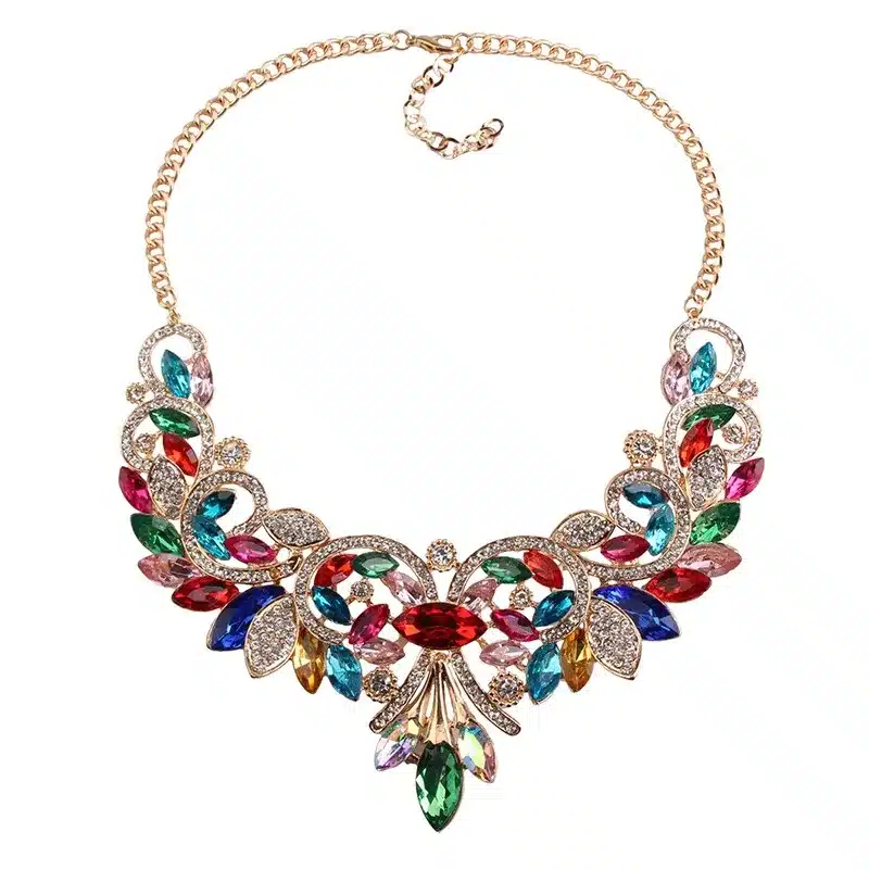 Best lady New Spring Colorful Crystal Women Brand Maxi Statement Necklaces & Pendants Vintage Turkish Jewelry Necklace 2605 15
