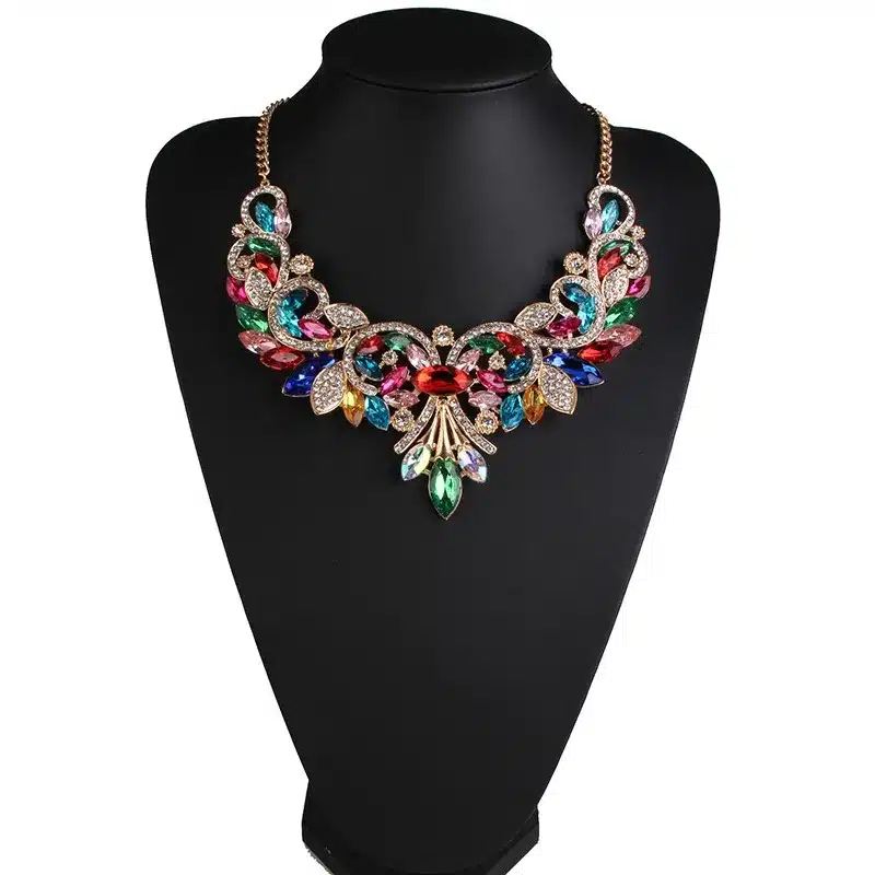 Best lady New Spring Colorful Crystal Women Brand Maxi Statement Necklaces & Pendants Vintage Turkish Jewelry Necklace 2605 16