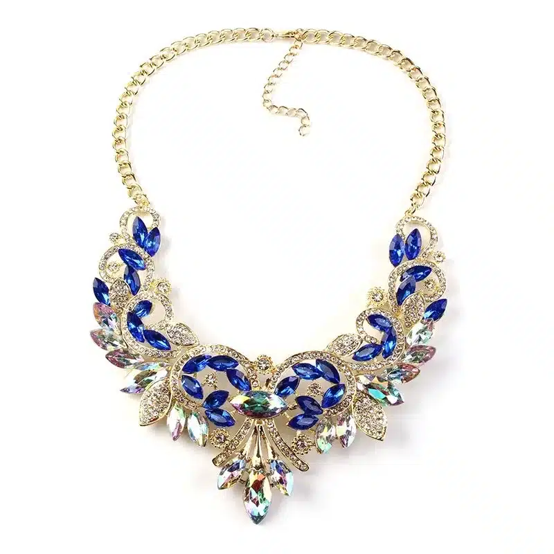 Best lady New Spring Colorful Crystal Women Brand Maxi Statement Necklaces & Pendants Vintage Turkish Jewelry Necklace 2605 23