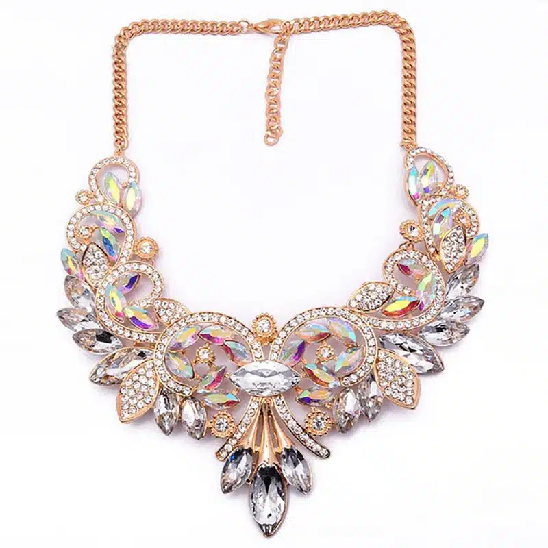 Best lady New Spring Colorful Crystal Women Brand Maxi Statement Necklaces & Pendants Vintage Turkish Jewelry Necklace 2605 24