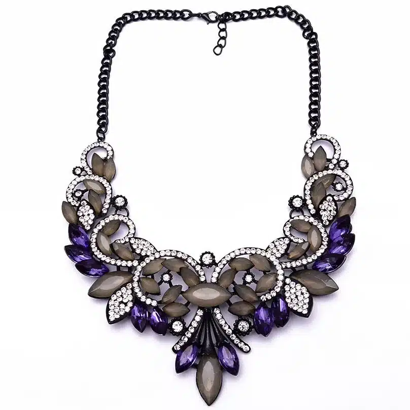 Best lady New Spring Colorful Crystal Women Brand Maxi Statement Necklaces & Pendants Vintage Turkish Jewelry Necklace 2605 31