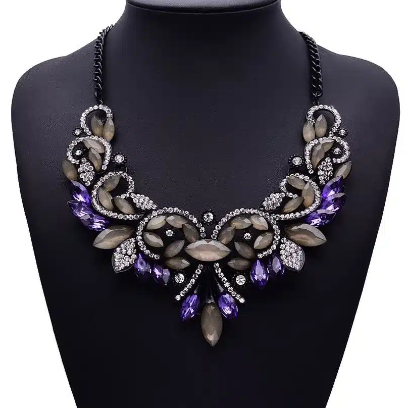 Best lady New Spring Colorful Crystal Women Brand Maxi Statement Necklaces & Pendants Vintage Turkish Jewelry Necklace 2605 35