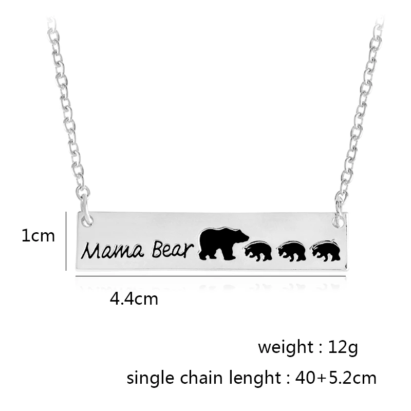 Mama Bear Tag Engraved Animal Pendant Necklace Gold Silver Mother Kids Love Necklace Simple Fashion Mom and Children Jewelry 14
