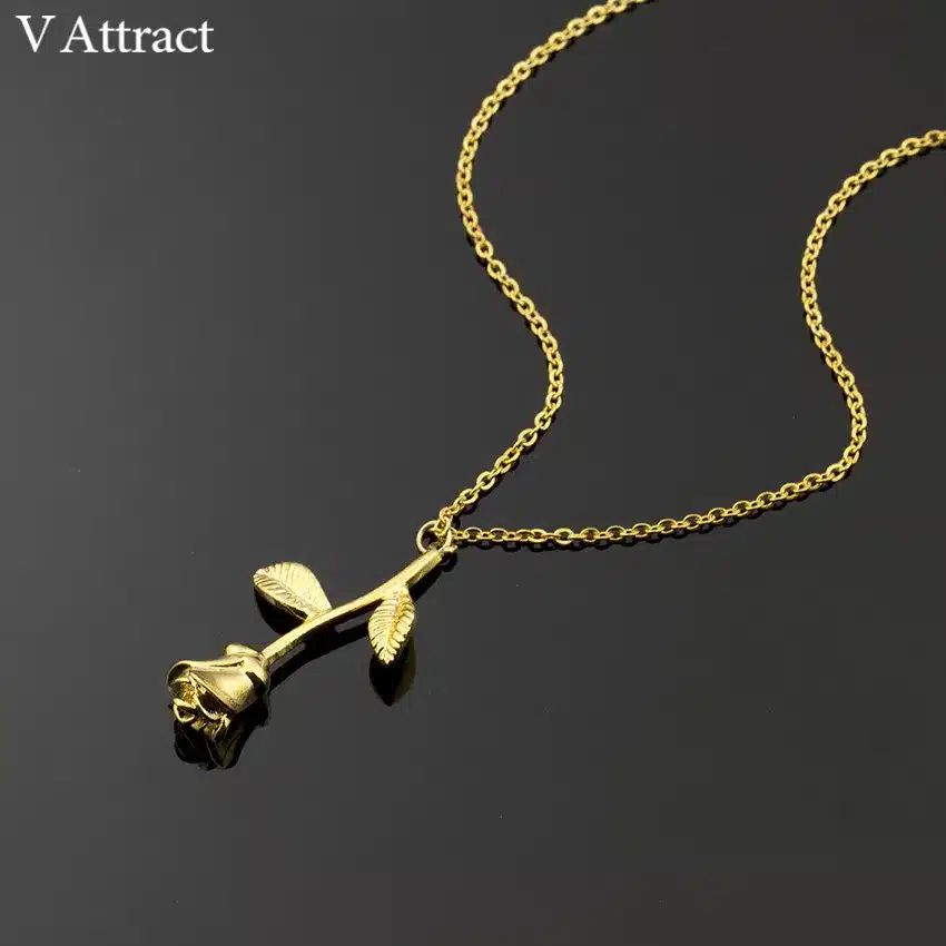 V Attract Bijoux Femme Collier 2017 New Pink Gold Rose Flower Statement Necklace Women Charm Maxi Choker Boho Jewelry 32