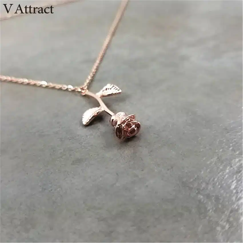 V Attract Bijoux Femme Collier 2017 New Pink Gold Rose Flower Statement Necklace Women Charm Maxi Choker Boho Jewelry 34