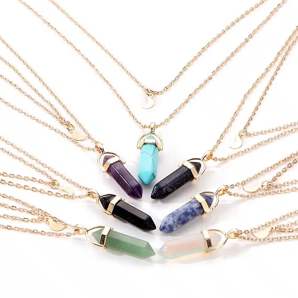 2017 Fashion unicorn Multi Color Natural Stone Quartz Pendants maxi Necklace For women New Lovers Gift brincos charms Jewelry 47