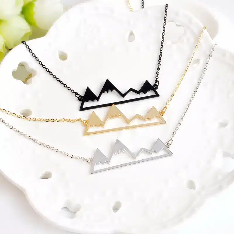 Gold/Silver Minimalist Mountain Top Pendant Snowy Mountain Necklace Hiking Outdoor Travel Jewelry Mountains Climbing Gifts 16