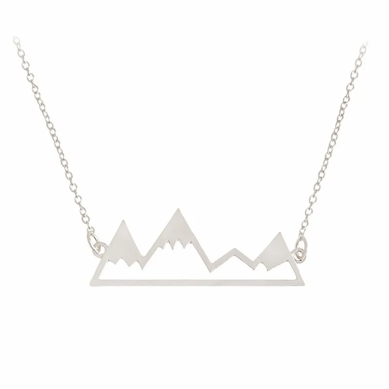 Gold/Silver Minimalist Mountain Top Pendant Snowy Mountain Necklace Hiking Outdoor Travel Jewelry Mountains Climbing Gifts 21