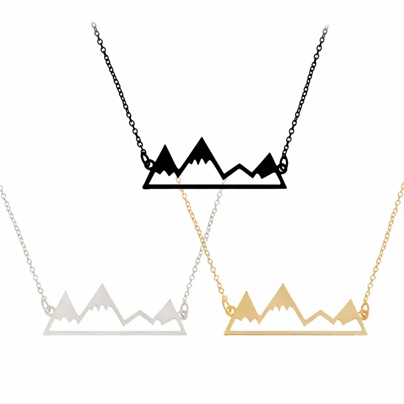 Gold/Silver Minimalist Mountain Top Pendant Snowy Mountain Necklace Hiking Outdoor Travel Jewelry Mountains Climbing Gifts 23