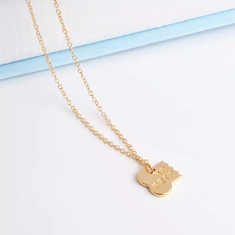 QIHE JEWELRY 2pcs/set Gold Silver Color Dog Bone Best Friends Charm Necklace & Keychain Handstamped BFF Bones Friendship Jewelry 22