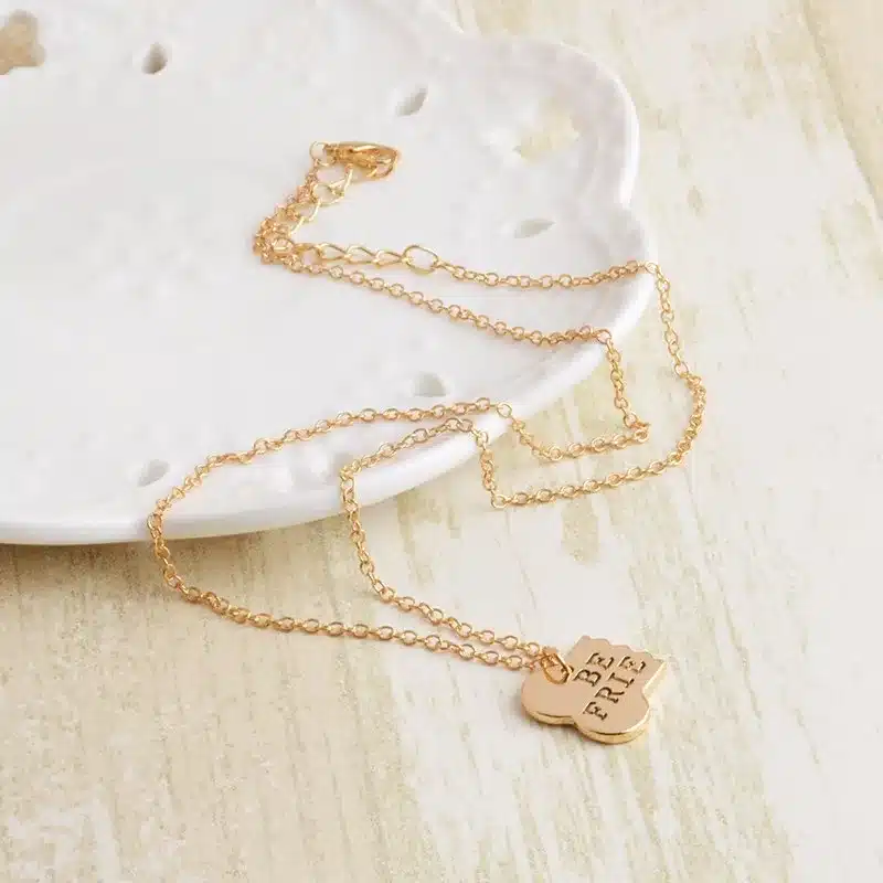 QIHE JEWELRY 2pcs/set Gold Silver Color Dog Bone Best Friends Charm Necklace & Keychain Handstamped BFF Bones Friendship Jewelry 24
