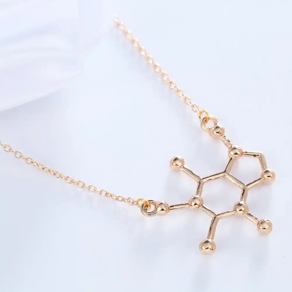 QIAMNI Unique Simple Caffeine Molecule Geometric Polygon Bar Chain Pendant Necklace Women Girls Christmas Party Gift Jewelry 47