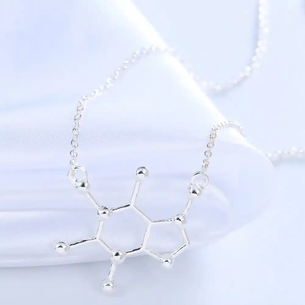 QIAMNI Unique Simple Caffeine Molecule Geometric Polygon Bar Chain Pendant Necklace Women Girls Christmas Party Gift Jewelry 48