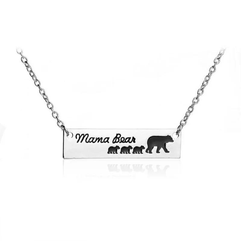 Fashion Charm Women Necklace Jewelry "Mama Bear" Necklace A Mother Bear and a group of Baby Bear 1-6 Style Pendant Necklace 4