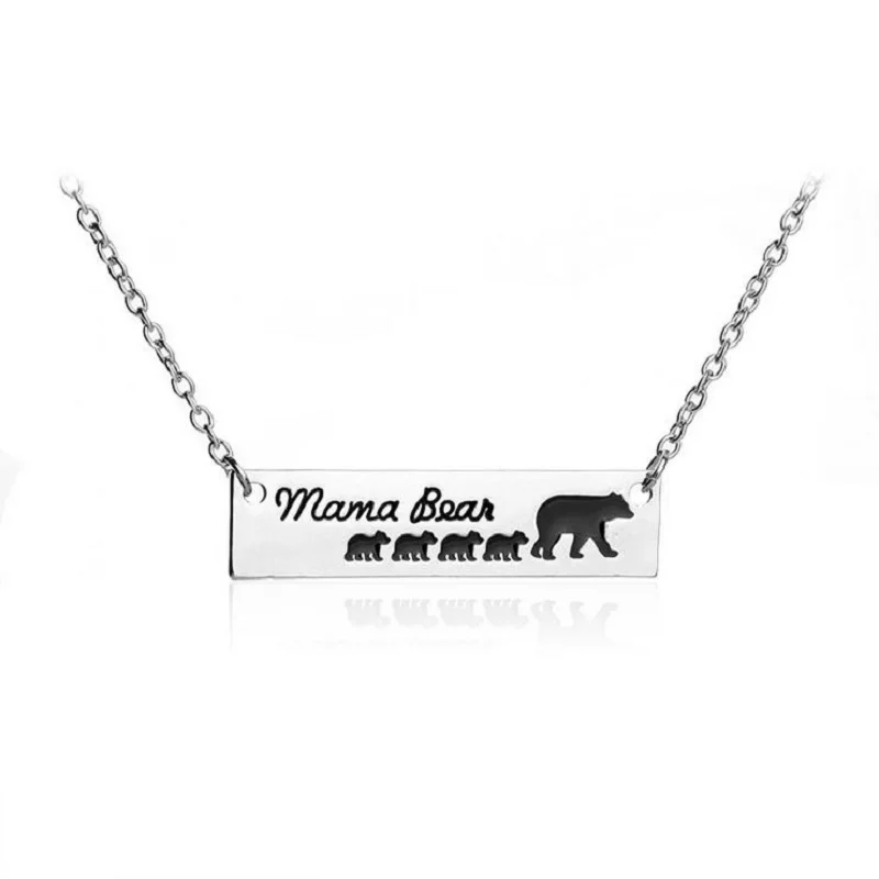 Fashion Charm Women Necklace Jewelry "Mama Bear" Necklace A Mother Bear and a group of Baby Bear 1-6 Style Pendant Necklace 5