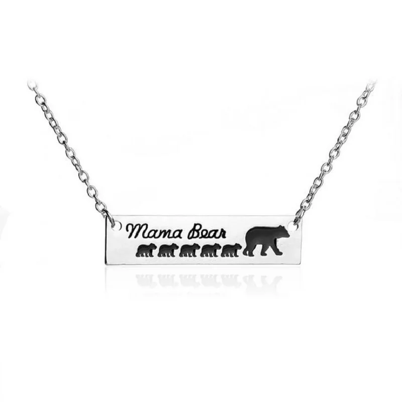 Fashion Charm Women Necklace Jewelry "Mama Bear" Necklace A Mother Bear and a group of Baby Bear 1-6 Style Pendant Necklace 6