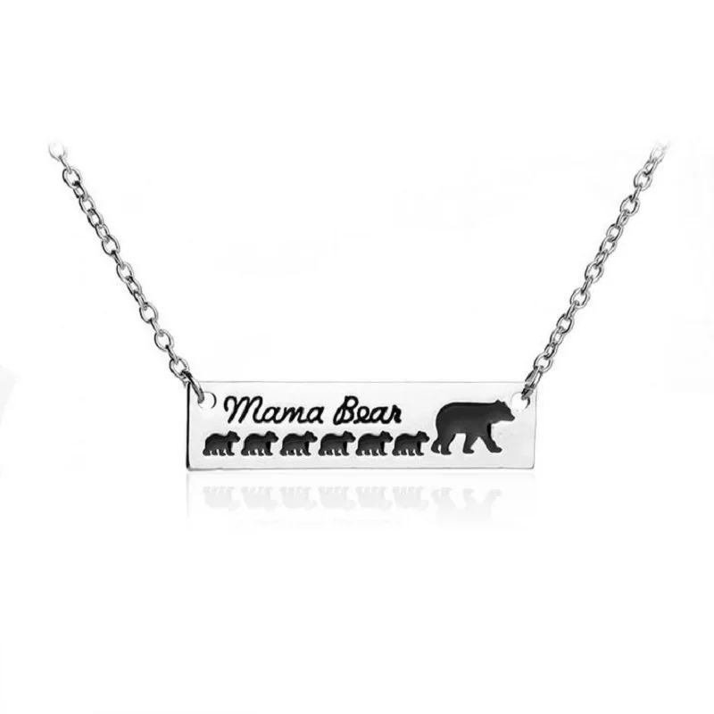 Fashion Charm Women Necklace Jewelry "Mama Bear" Necklace A Mother Bear and a group of Baby Bear 1-6 Style Pendant Necklace 7