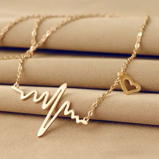 2017 Simple Wave Heart Necklace Chic Ecg Pulse Plated Charm Pendant Necklace Lightning Women Vintage Jewelry Accessories 2