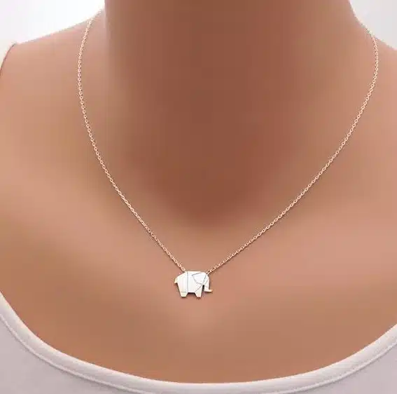 Jisensp Fashion Necklaces Origami Elephant Geometric Origami Necklace Woodland Elephant Animal Jewelry Mother's Day Gift N192 39