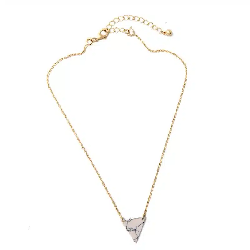 KISS ME Alloy Artificial Marble Triangle Pendant Necklace 2016 New Summer Jewelry Alloy Layered Necklace 22