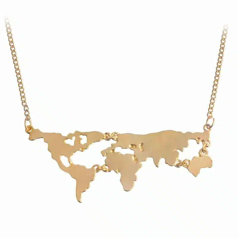 QIHE JEWELRY Gold Silver Black 3Color Globe World Map Pendant Necklace Personality Teacher Student Gifts Earth Jewelry Wholesale 17