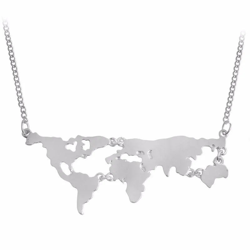 QIHE JEWELRY Gold Silver Black 3Color Globe World Map Pendant Necklace Personality Teacher Student Gifts Earth Jewelry Wholesale 18