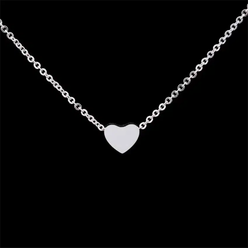 V Attract Women Jewelry Stainless Steel Chain Necklace Gold Color Dainty Tiny Heart Shaped Necklaces Pendants 36