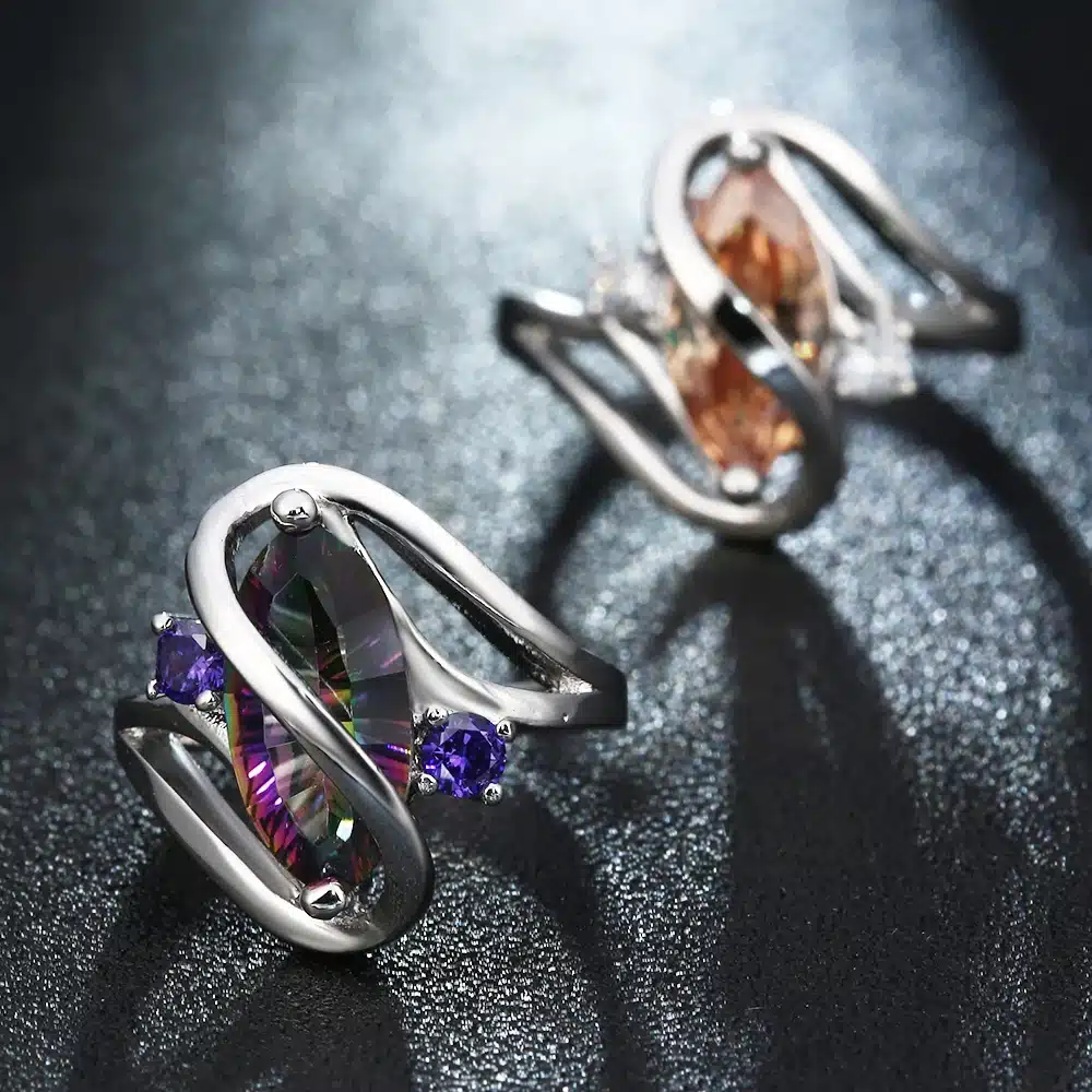 2017 top quality black ring for women wedding Band luxury engagement jewelry pyriform us 6-10 Pink Cubic Zircon Ring 9