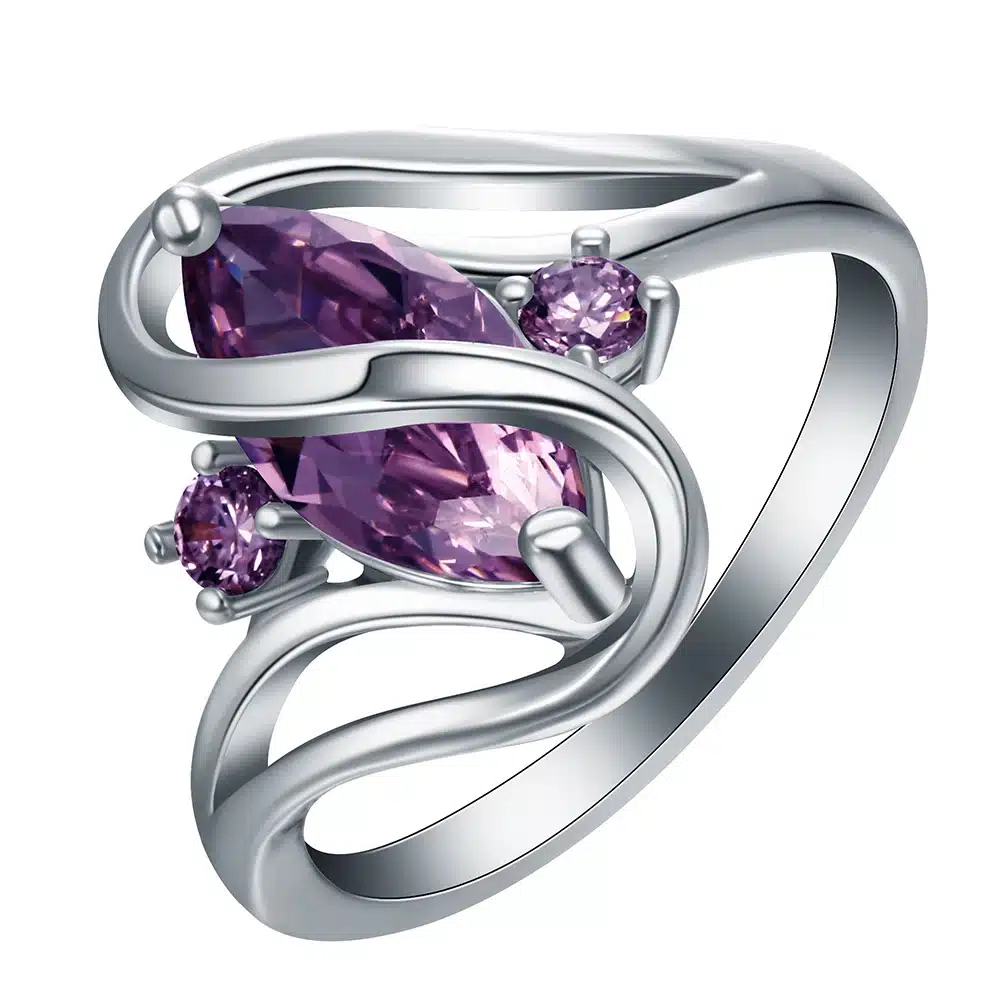2017 top quality black ring for women wedding Band luxury engagement jewelry pyriform us 6-10 Pink Cubic Zircon Ring 12