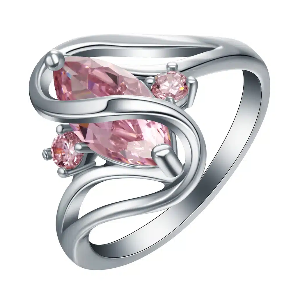 2017 top quality black ring for women wedding Band luxury engagement jewelry pyriform us 6-10 Pink Cubic Zircon Ring 16