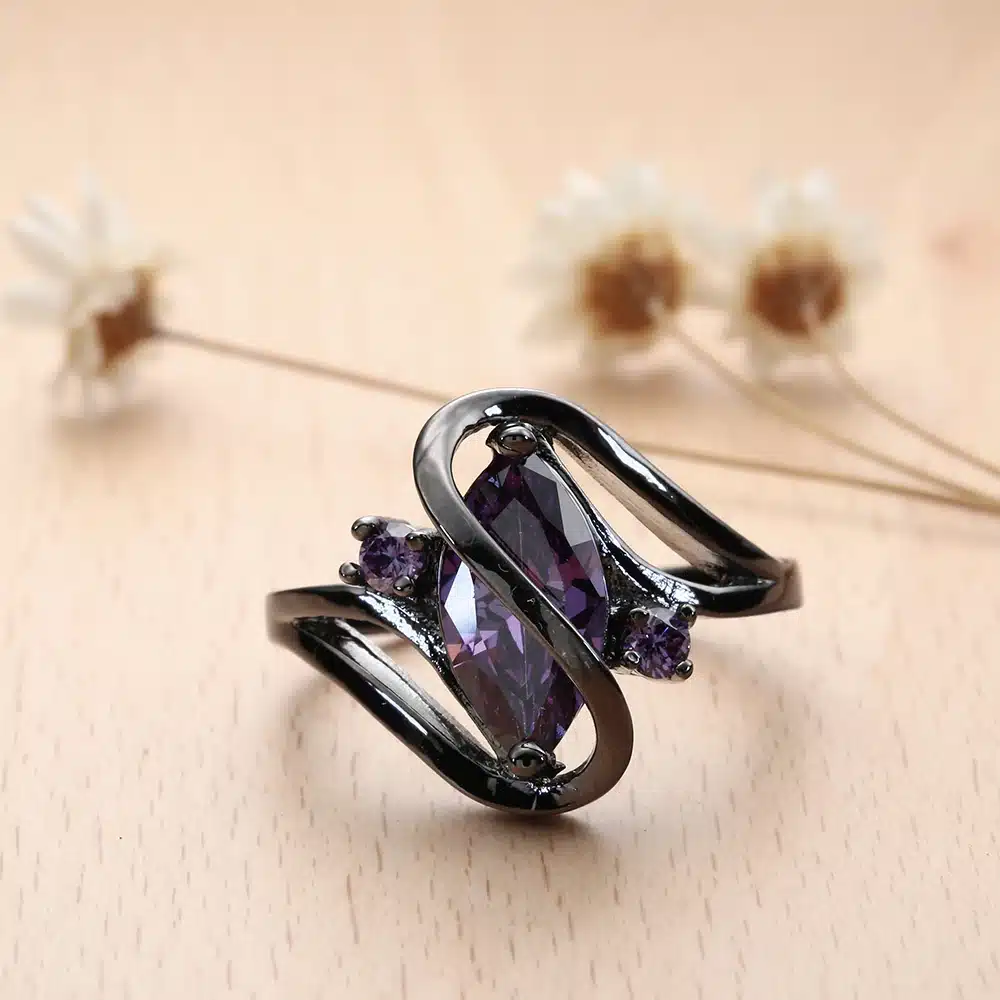 2017 top quality black ring for women wedding Band luxury engagement jewelry pyriform us 6-10 Pink Cubic Zircon Ring 20