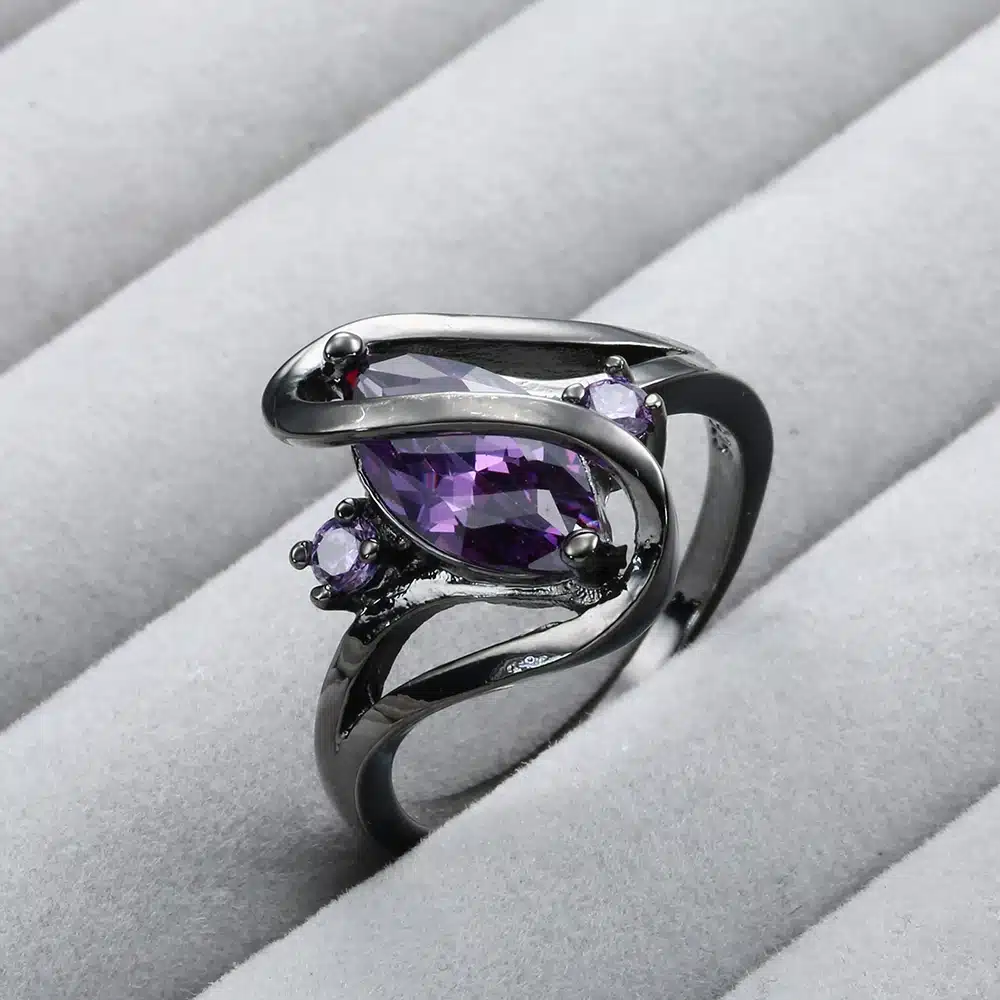2017 top quality black ring for women wedding Band luxury engagement jewelry pyriform us 6-10 Pink Cubic Zircon Ring 21