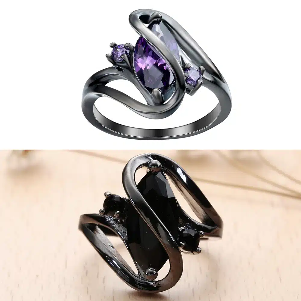 2017 top quality black ring for women wedding Band luxury engagement jewelry pyriform us 6-10 Pink Cubic Zircon Ring 22