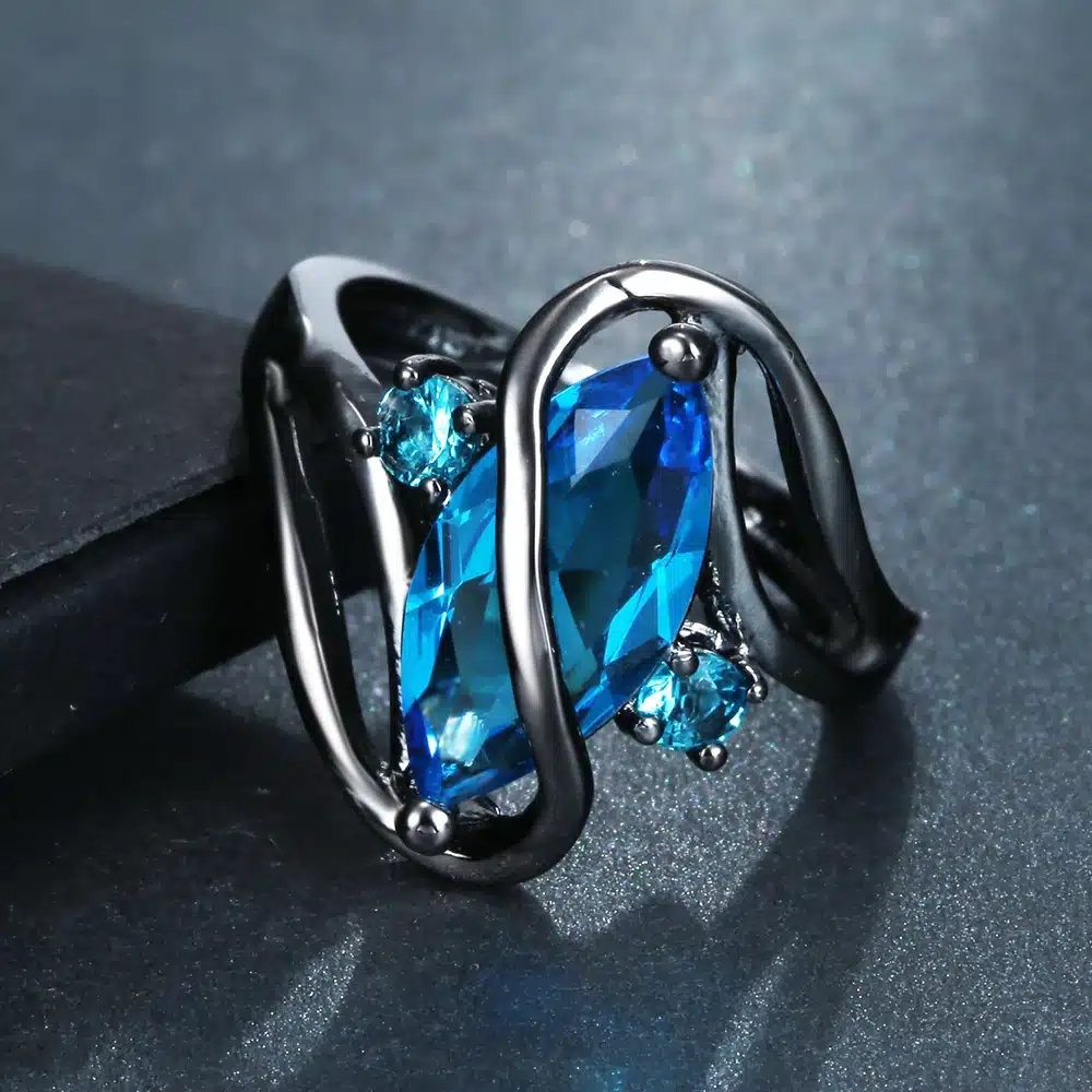 2017 top quality black ring for women wedding Band luxury engagement jewelry pyriform us 6-10 Pink Cubic Zircon Ring 24