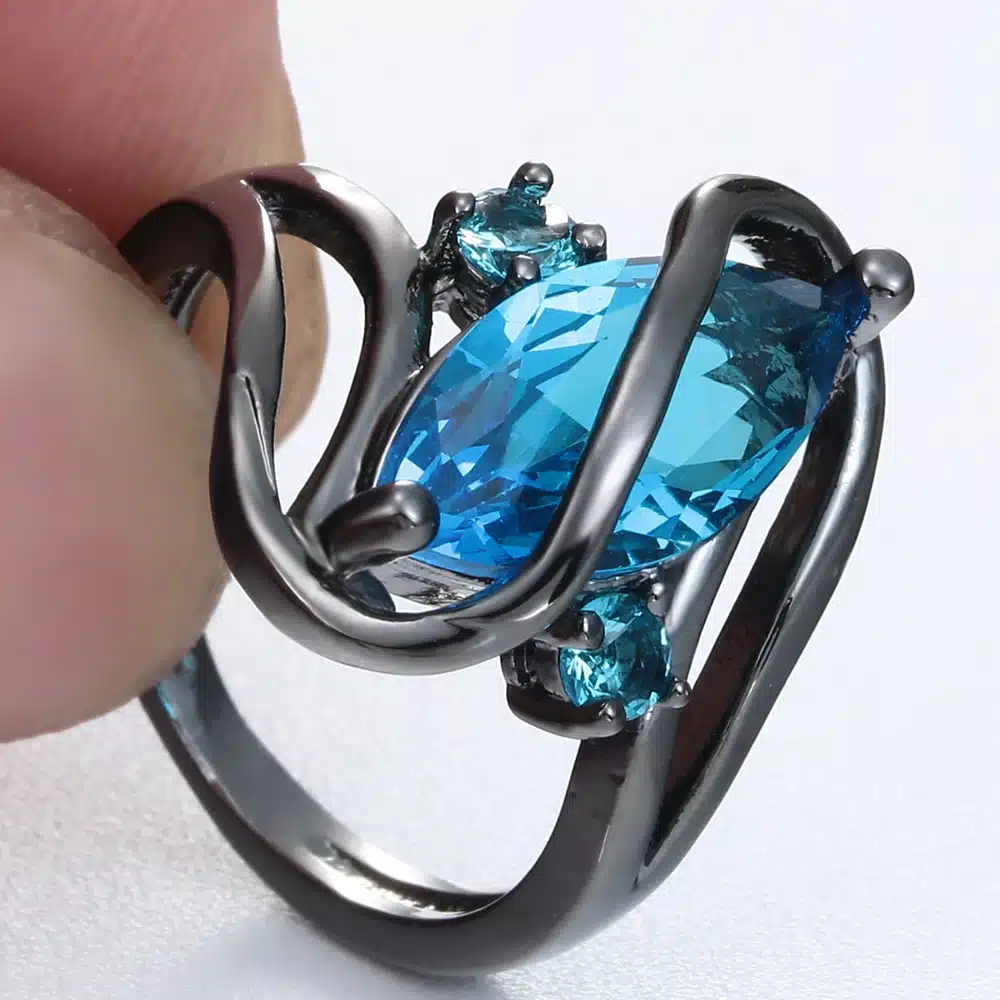 2017 top quality black ring for women wedding Band luxury engagement jewelry pyriform us 6-10 Pink Cubic Zircon Ring 25