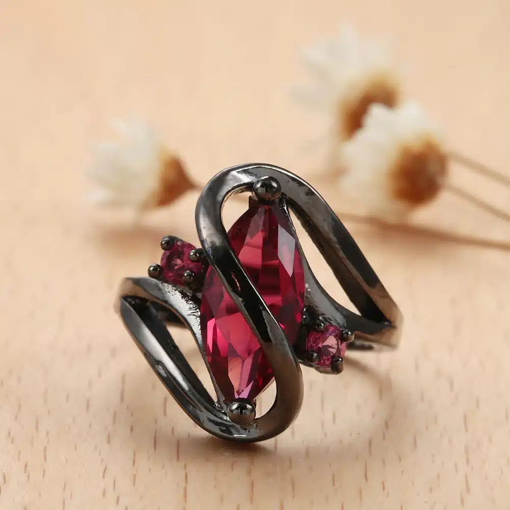 2017 top quality black ring for women wedding Band luxury engagement jewelry pyriform us 6-10 Pink Cubic Zircon Ring 27