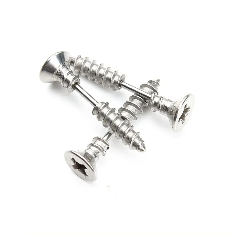 1Pair Punk Fashion Gold Black Color Stainless Nail Screw Stud Earring for Women & Men Helix Ear Piercings Fashion Jewelry F3903 15
