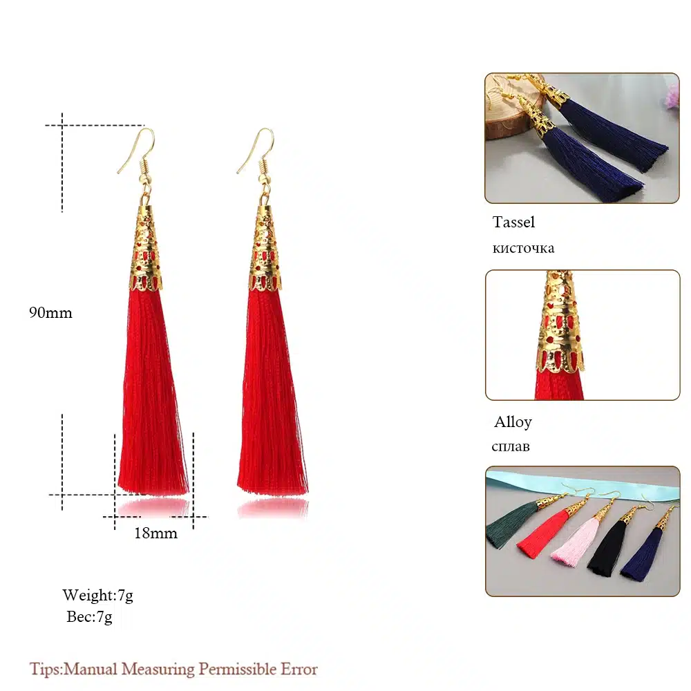 Long Tassel Earrings for Women Drop Fiber Dangle Brincos Boucle d'oreille Brush Earrings Fashion Jewelry Pendientes Bijoux 26