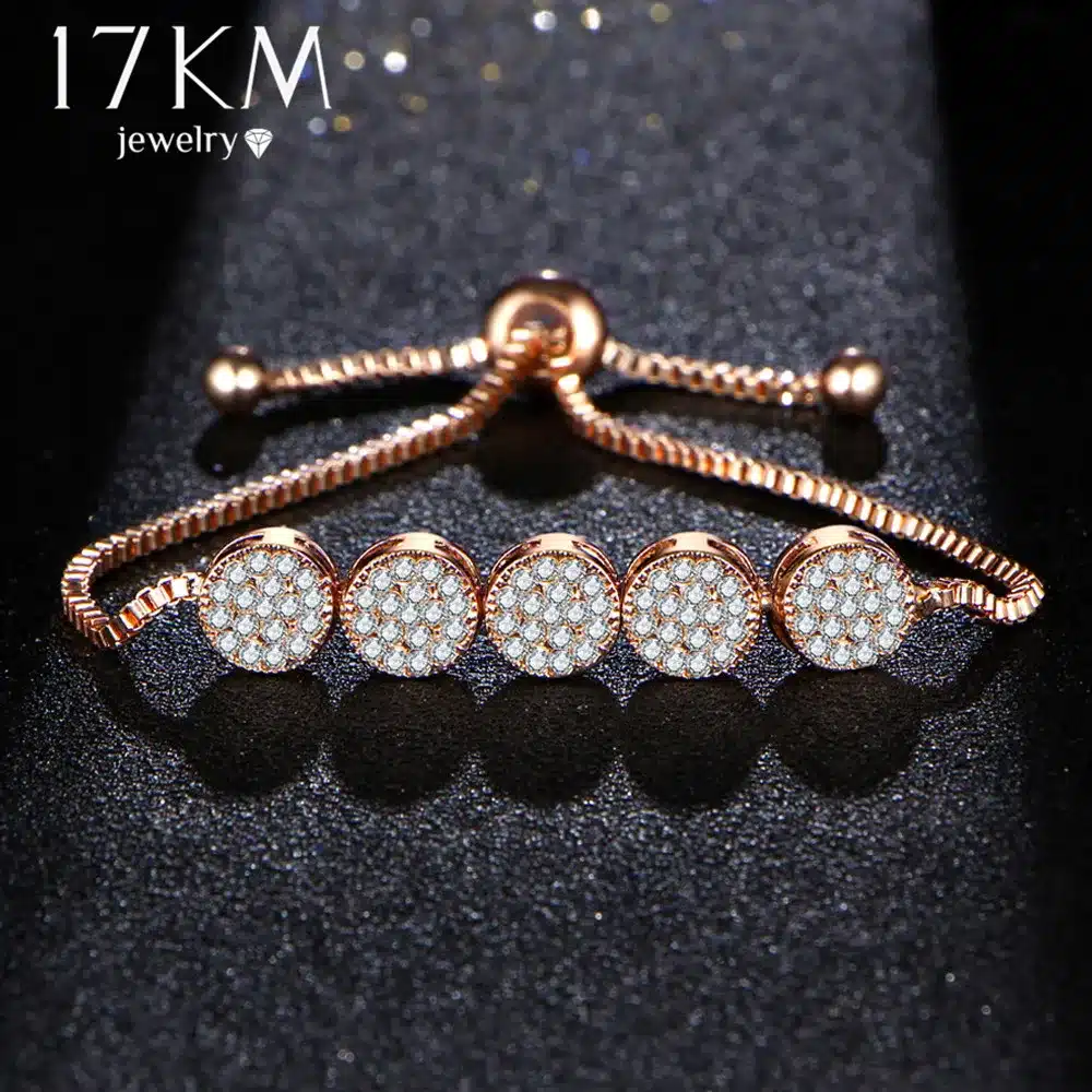 17KM 2017 Fashion Adjustable Bracelets For Women Pulseras Mujer Wedding Crystal Bracelet Charm Femme Party Jewelry Friend Gift 37
