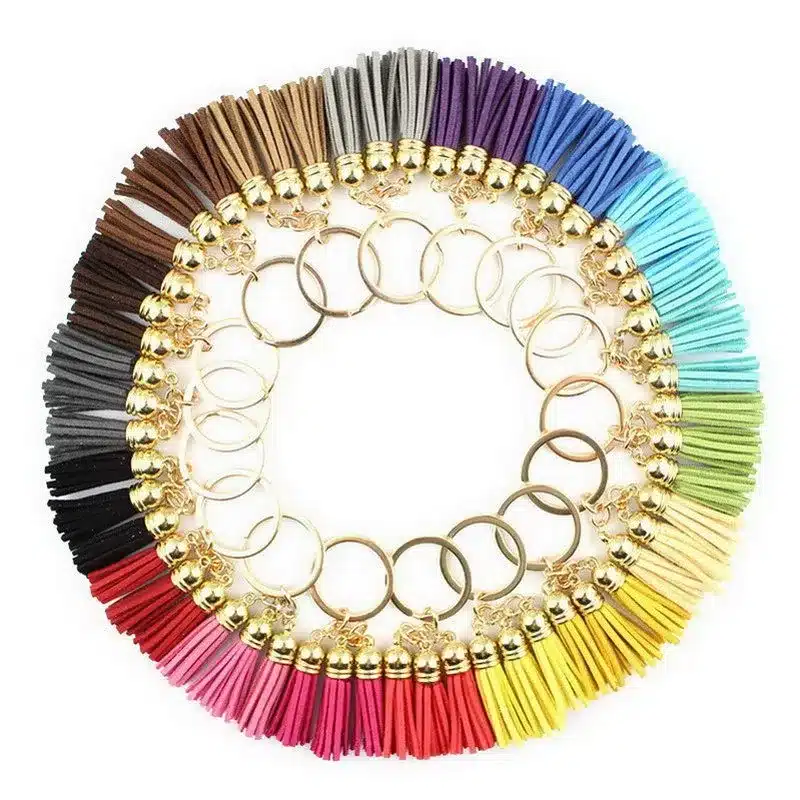 2016 New Fashion Women Casual Triple Leather Tassels Women Keychain Bag Pendant Alloy Car Key Chain Ring Holder Trendy Jewelry 18