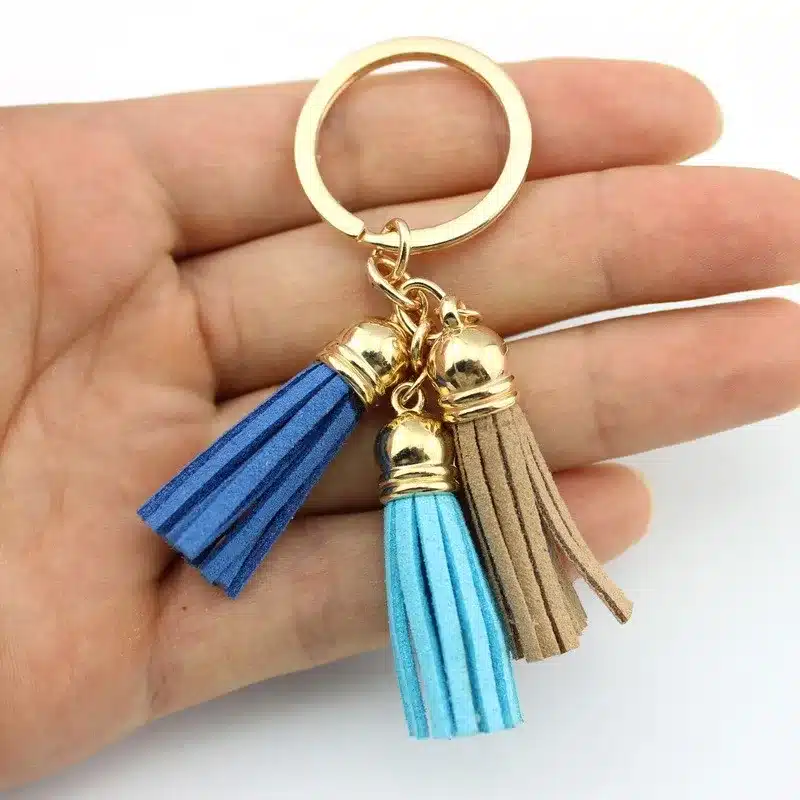 2016 New Fashion Women Casual Triple Leather Tassels Women Keychain Bag Pendant Alloy Car Key Chain Ring Holder Trendy Jewelry 20
