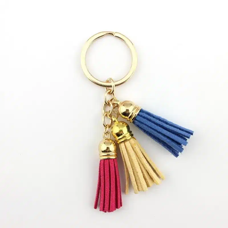2016 New Fashion Women Casual Triple Leather Tassels Women Keychain Bag Pendant Alloy Car Key Chain Ring Holder Trendy Jewelry 21