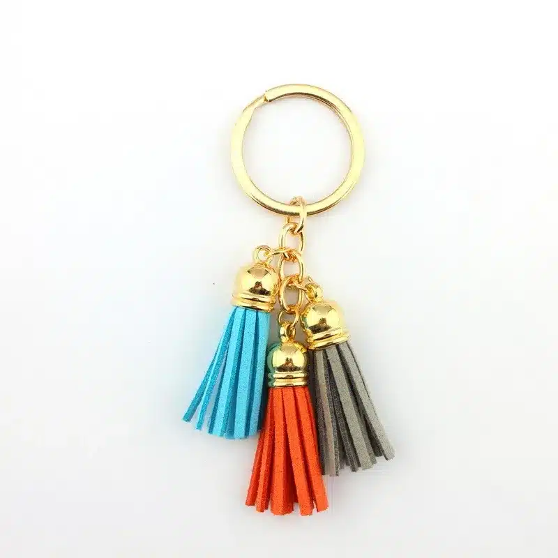 2016 New Fashion Women Casual Triple Leather Tassels Women Keychain Bag Pendant Alloy Car Key Chain Ring Holder Trendy Jewelry 22