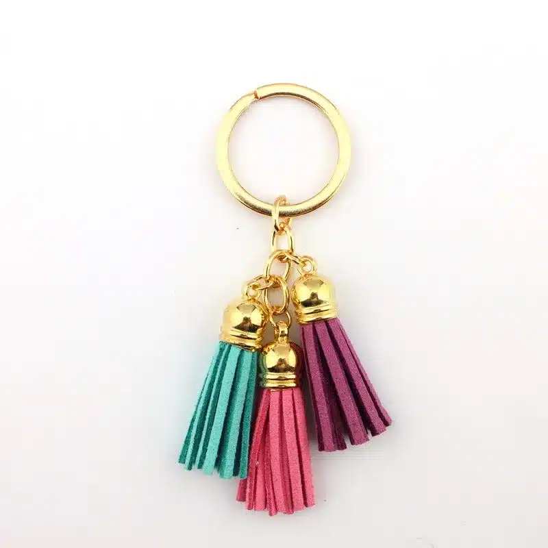 2016 New Fashion Women Casual Triple Leather Tassels Women Keychain Bag Pendant Alloy Car Key Chain Ring Holder Trendy Jewelry 23