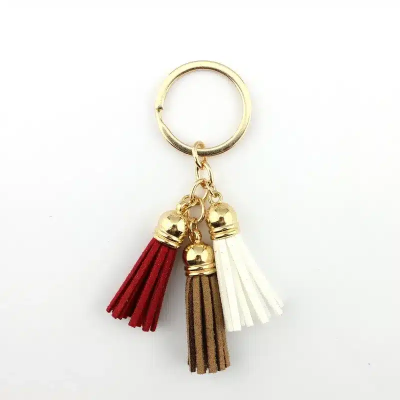 2016 New Fashion Women Casual Triple Leather Tassels Women Keychain Bag Pendant Alloy Car Key Chain Ring Holder Trendy Jewelry 25