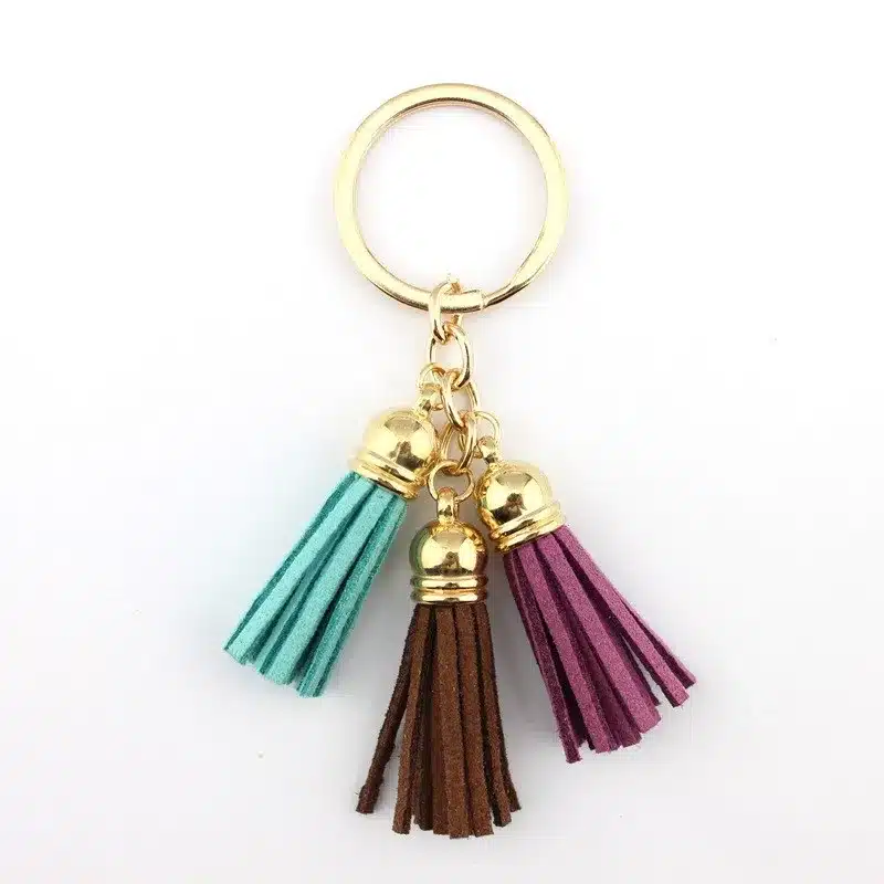 2016 New Fashion Women Casual Triple Leather Tassels Women Keychain Bag Pendant Alloy Car Key Chain Ring Holder Trendy Jewelry 26