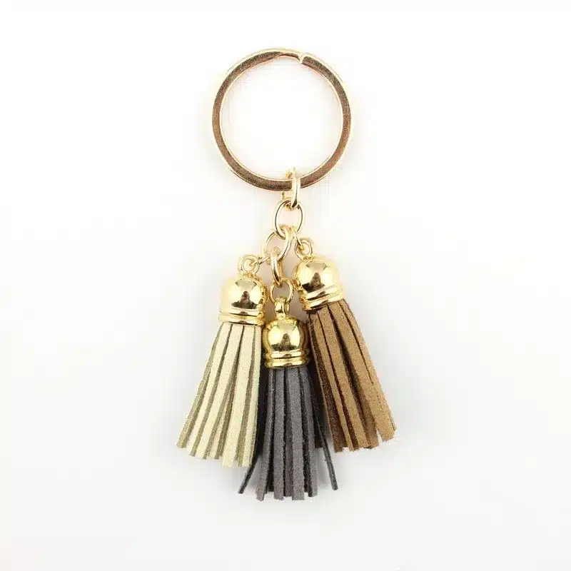 2016 New Fashion Women Casual Triple Leather Tassels Women Keychain Bag Pendant Alloy Car Key Chain Ring Holder Trendy Jewelry 27