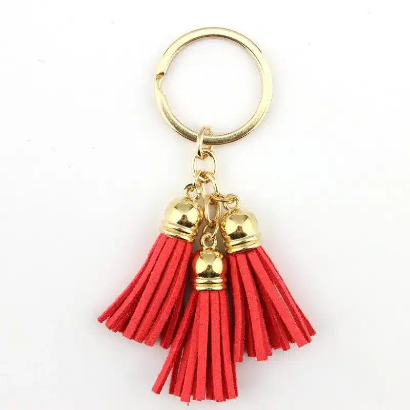 2016 New Fashion Women Casual Triple Leather Tassels Women Keychain Bag Pendant Alloy Car Key Chain Ring Holder Trendy Jewelry 35